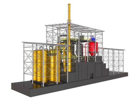 3D model of a spray roaster acid regeneration plant